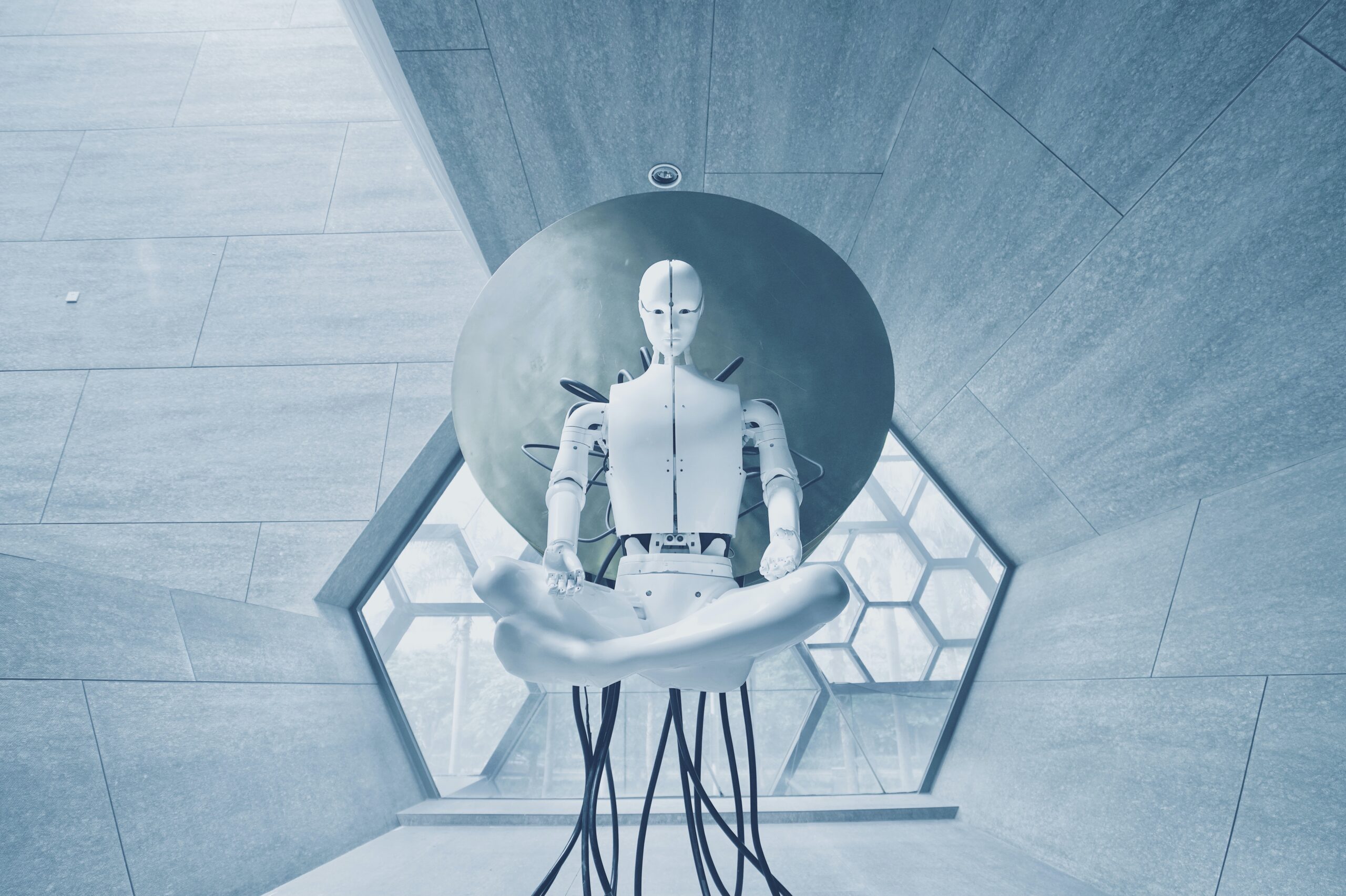 AI robot meditating
