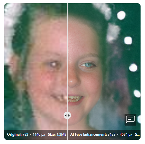 Upscale old photo and restore blurry face