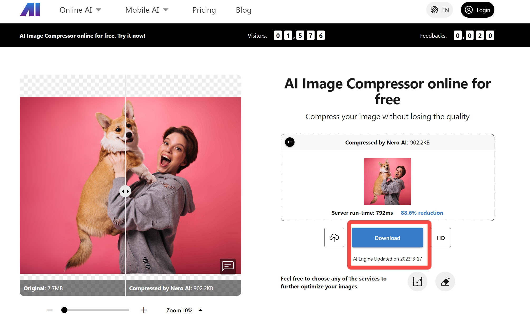 nero ai image compressor -one click to download