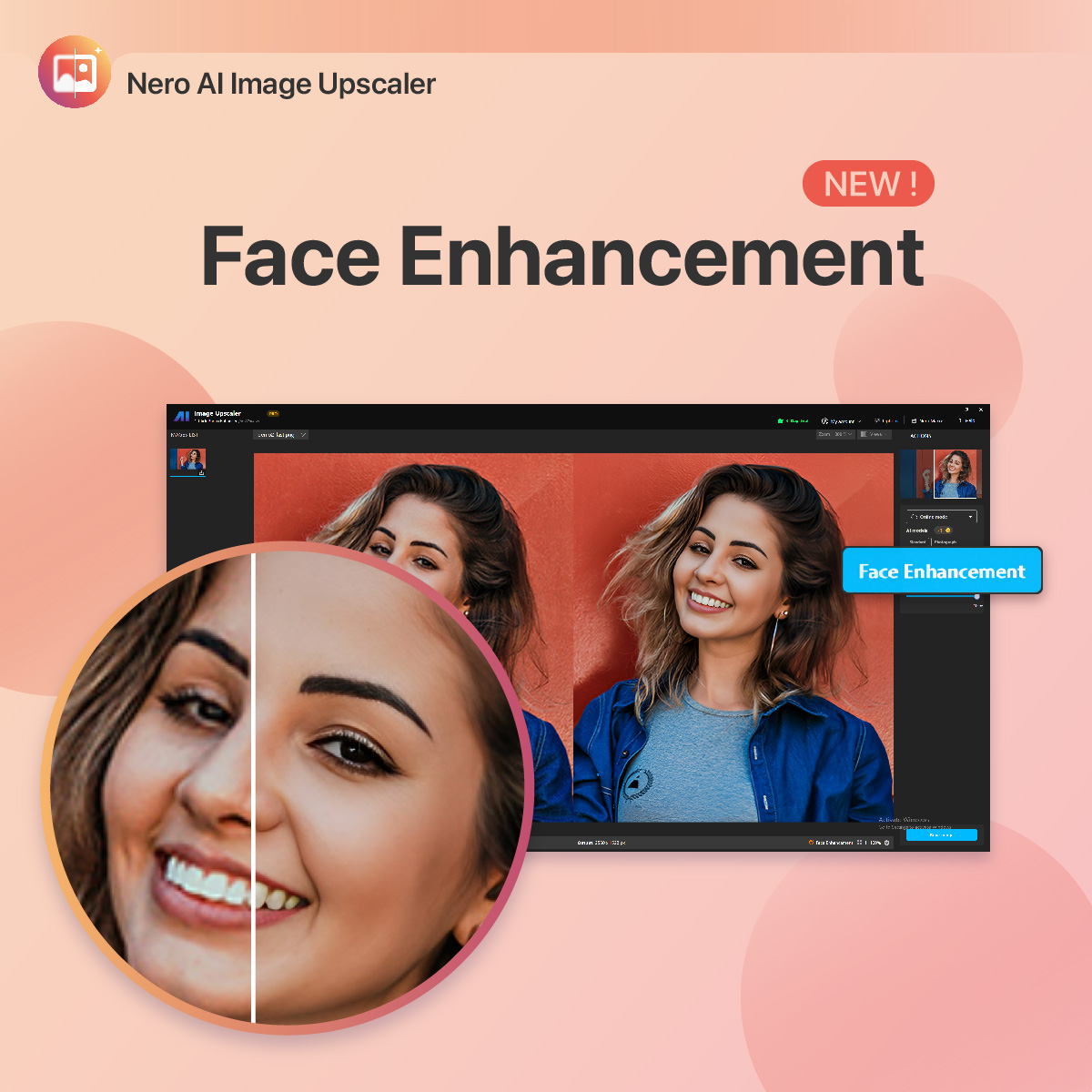 new features for nero ai image upscaler 2024-face enhancement