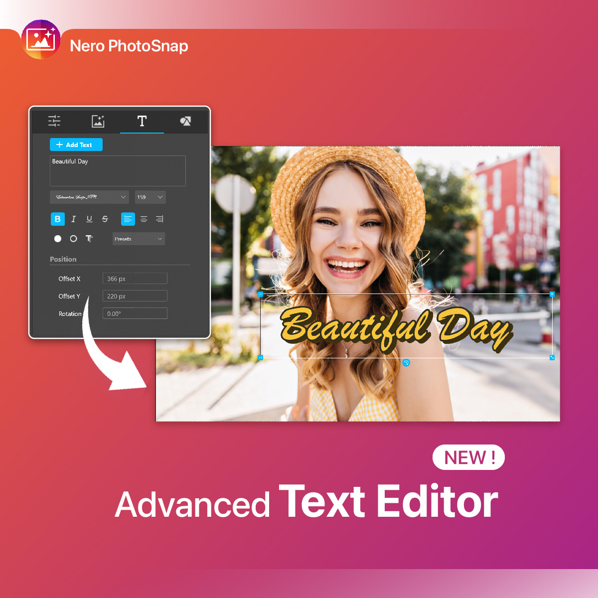 new features for nero photosnap 2024-text editor