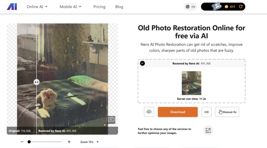 restore photo by nero ai online service