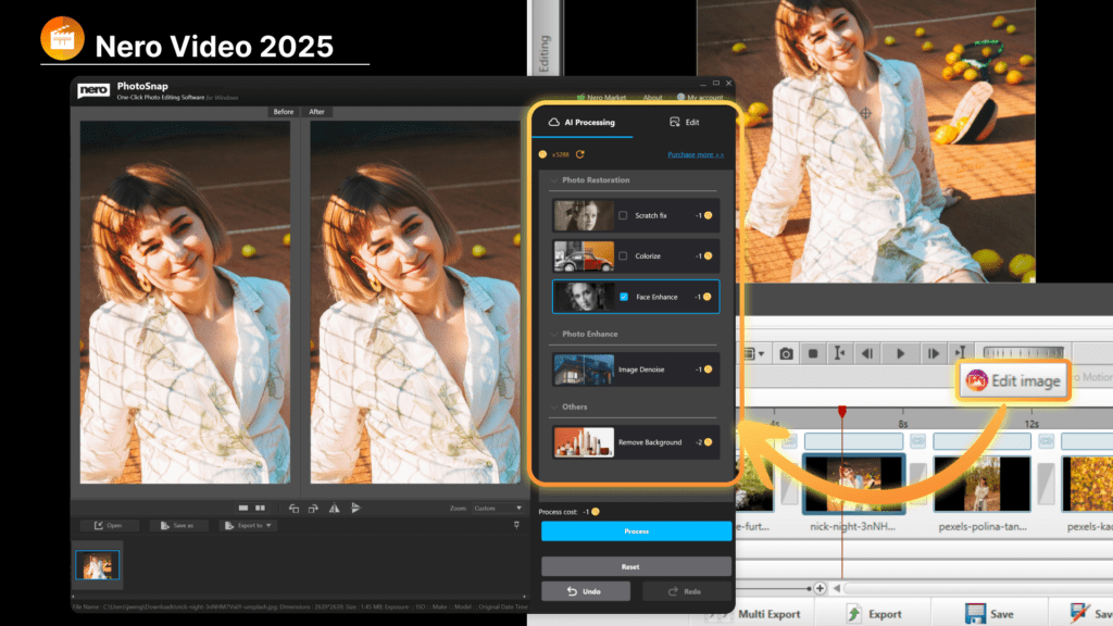 nero video1. AI Image Editing Integrated with Nero PhotoSnap