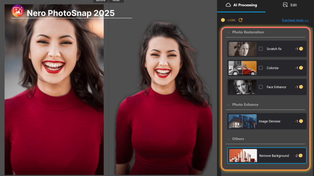 Nero PhotoSnap new AI tools update