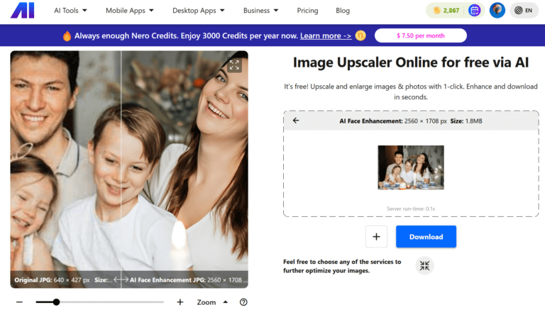 nero ai image upscaler, better for designer and photographer