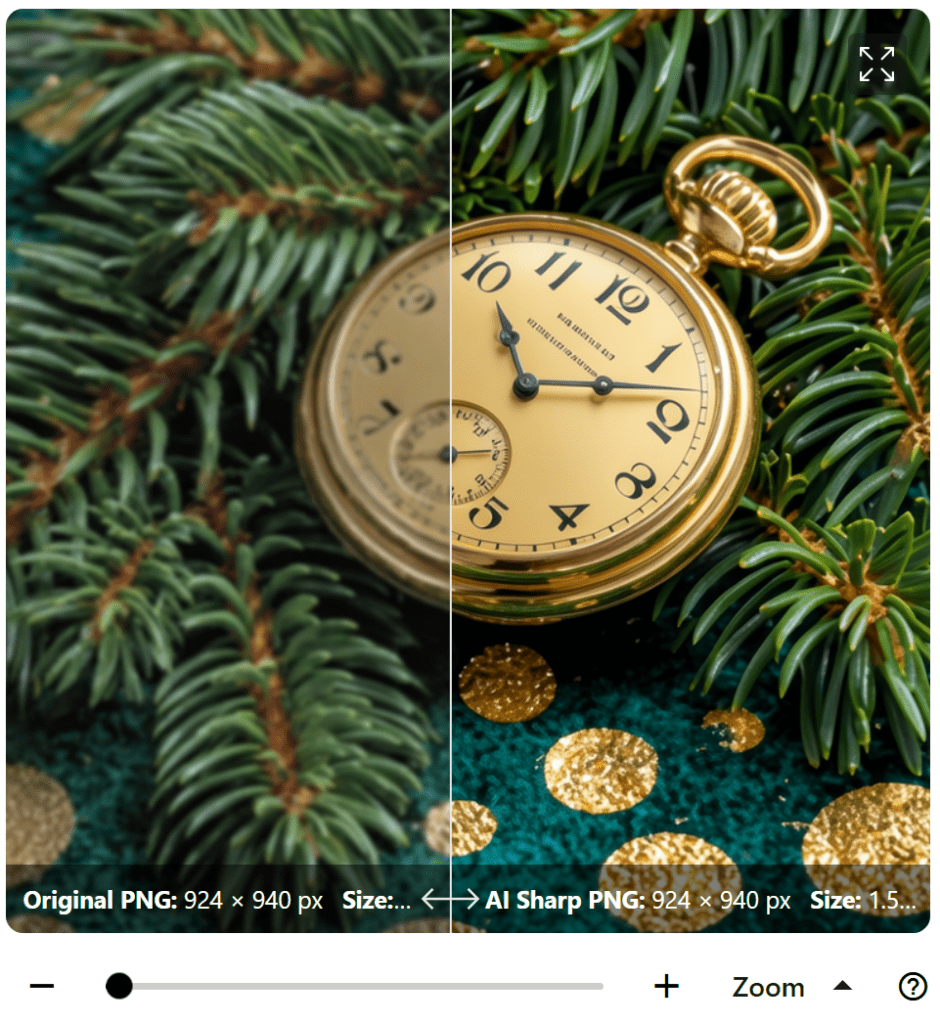 Nero AI Image Sharpener sharpens a golden watch with generated details